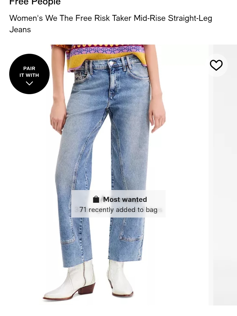 Free People Mid-Rise Straight-Leg Jeans in Light Blue